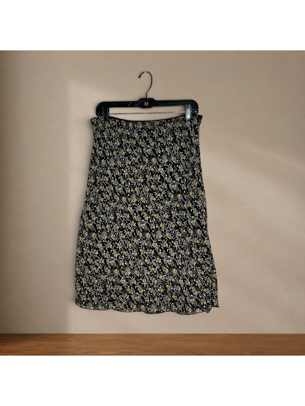 Y2K Brown Ditsy Floral Midi Skirt Cottagecore Prairie Boho Vintage Inspired